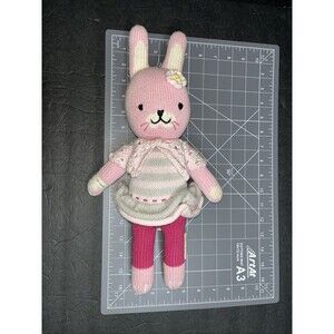 Cuddle & Kind Pink Bunny Rabbit Knit Plush Rabbit 15" Made In Peru